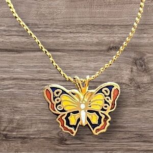 Gold Butterfly Pendant Necklace